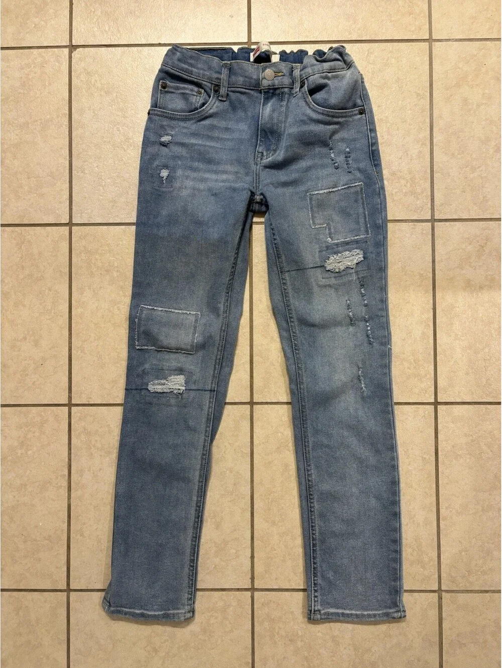 Levis 510 Skinny Jean Youth Kid Regular 16 28x30 Denim Adjustable Waist Distress